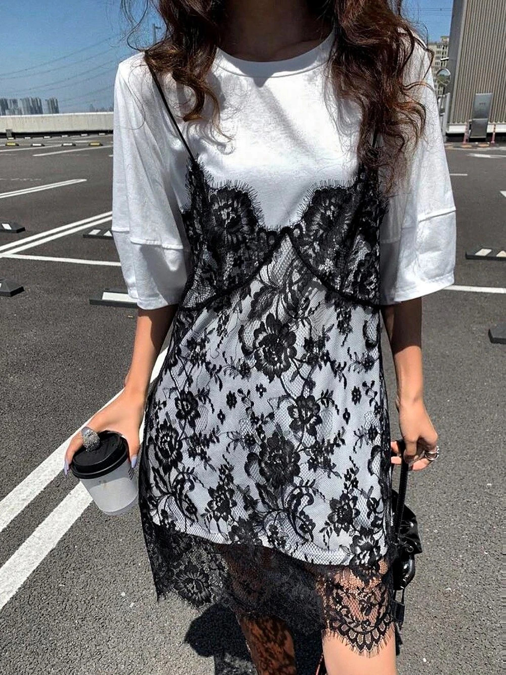 Maeve Lace T-Shirt Slip Dress